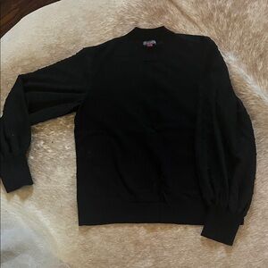 Vince Camuto Elegant Black Blouse with Textured Sleeves